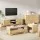 Artiss Entertainment Unit and Coffee Table Set 150cm with Storage Drawers Pine Marble Finish Fluted Design