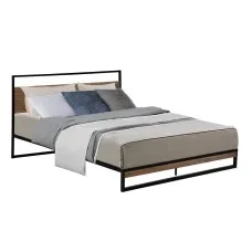 Artiss Dane Double Size Bed Frame - Industrial Design with Metal, Wood, Black Finish, Strong Support, 300kg Capacity