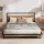 Artiss Dane Double Size Metal Bed Frame with Wood Accents and Pocket Spring Mattress, Industrial Platform Design