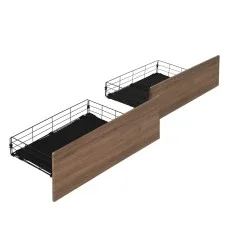 Artiss Metal Trundle Drawer Set, MDF & Metal, 94.5x50x29.5cm, Black/Walnut, Industrial Storage Solution, Easy Assembly