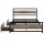 Artiss DREW Double Metal Bed Frame with Two Underbed Drawers Walnut Headboard Industrial Style 196x139cm