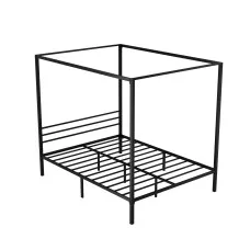 Artiss Queen Size Bed Frame, Metal, Black, 212x159x183cm, Four-Poster Canopy, Modern Design, Durable & Stylish