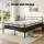 Artiss Double Metal Bed Frame with 32cm Euro Top Mattress 300kg Capacity Black 5 Zoned Pocket Springs
