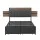 Artiss Double Size Metal Bed Frame with 2-Tier Storage & Charging Station, Grey Faux Linen, Steel Slats, 300kg Capacity