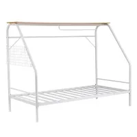 Artiss Single House Bed Frame Metal Canopy Storage Shelf with 180kg Capacity and 24cm Clearance White