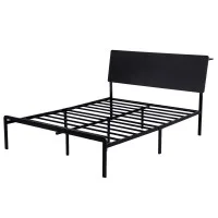 Artiss Queen Metal Bed Frame with App LED Lighting and Integrated Charging Station LAN USB Type C, Black