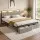 Artiss King Velvet Metal Bed Frame with LED Headboard USB Type C Charging and 2 Drawers Black 203x183cm