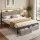 Artiss Queen Velvet Upholstered Metal Bed Frame with LED Lighting USB Type‑C Charging and 2 Drawers Black