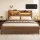 Artiss King Metal Bed Frame with Charging Station RGB LED Storage Shelf Black & Oak