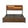 Artiss Queen Metal Bed Frame with Charging Station RGB LED Lighting and Storage Shelf in Black and Oak