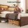 Artiss Queen Metal Bed Frame with Charging Station RGB LED Lighting and Storage Shelf in Black and Oak