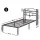 Artiss WAVE Single Metal Bed Frame with Integrated Charging Station USB Type C and AC Outlets Black 190x90cm