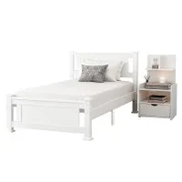 Artiss King Single Bed Frame & Bedside Table Set - White Pine Wood, Durable Timber Slats, Eco-Friendly, Stylish Storage