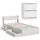Artiss Aura Bed Frame & Pepe Bedside Table Set – White, Durable Particleboard, USB Ports, Storage Drawers, Modern Design