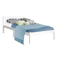Artiss Sofie King Single Bed Frame, Pine Wood, White - Solid, Eco-Friendly, Sturdy Design with Reinforced Support