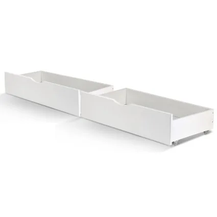 Artiss Wooden Bed Frame Storage Drawers, Solid Pine, Single Size, White, 91x47x20cm, Eco-Friendly Trundle Set