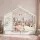 Artiss Kids Single House Bed Frame Solid Wood White, Montessori Design with 3 Bookcase Storage, 2 Drawers, Easy Assembly
