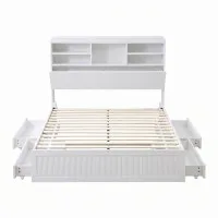 Artiss King Single Bed Frame with Four Drawers, USB, Type-C, Night Light and Bookcase Headboard White