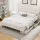 Artiss Sofie Queen Bed Frame Solid Pine Wooden Platform with 2 Trundle Drawers White Plywood Slats Headboard