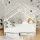 Artiss Kids Single House Bed Frame White, Solid Pine Wood, Timber Slats, 2 Storage Drawers, Montessori Design