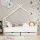 Artiss Kids Single House Bed Frame White, Solid Pine Wood, Timber Slats, 2 Storage Drawers, Montessori Design