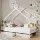 Artiss Kids Single House Bed Frame White, Solid Pine Wood, Timber Slats, 2 Storage Drawers, Montessori Design