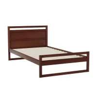 Artiss Witton King Single Bed Frame Solid Pinewood Slats Flat Bed Head Walnut Easy Assembly