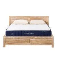RoomSense Queen 26cm Firm Mattress Bundle with Oatmeal Wooden Bed Frame, Orthopaedic Certified Hypoallergenic Cover