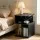 Artiss S-Shaped Bedside Table Black with 2 Shelves Integrated Charging Station USB Type‑C 33x33x50cm