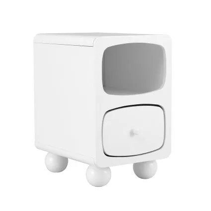 Artiss Bedside Table Storage Cabinet with Drawer and Open Shelf White Pine Legs 30cm x 38cm x 47cm