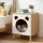 Artiss Cat Nest Bedside Table Solid Pine Legs E1 MDF 2-in-1 Cat House Nightstand 40x40x50cm Pine White