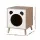 Artiss Cat Nest Bedside Table Solid Pine Legs E1 MDF 2-in-1 Cat House Nightstand 40x40x50cm Pine White