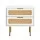 Artiss Rattan Bedside Table 2 Drawers White and Pine, 48x40x50cm, Metal Legs, Particle Board, Modern Nightstand