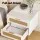 Artiss Rattan Bedside Table 2 Drawers White and Pine, 48x40x50cm, Metal Legs, Particle Board, Modern Nightstand