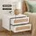 Artiss Rattan Bedside Table 2 Drawers White and Pine, 48x40x50cm, Metal Legs, Particle Board, Modern Nightstand