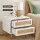 Artiss 2 Pack Rattan Bedside Tables with 2 Drawers, Metal Handles and Legs, Easy Assembly, White and Pine