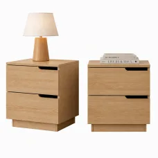 Artiss Bedside Tables 2 Pack with Two Drawers, Anti-Tip Kit and Easy-Clean Pine Melamine Finish for Bedroom