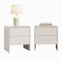 Artiss 2 Pack Bedside Tables, 2 Drawers, MDF Frame, Push-to-Open Storage, Easy-Clean Beige Bedroom Furniture