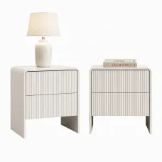 Artiss 2 Pack Bedside Tables, 2 Drawers, MDF Frame, Push-to-Open Storage, Easy-Clean Beige Bedroom Furniture