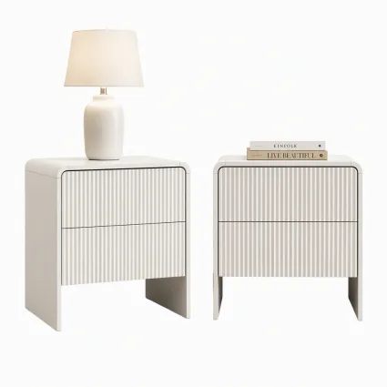 Artiss 2 Pack Bedside Tables, 2 Drawers, MDF Frame, Push-to-Open Storage, Easy-Clean Beige Bedroom Furniture