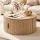 Artiss 80cm Round Coffee Table with Hidden Storage, Fluted Wood Finish, 50kg Capacity for Living Rooms