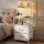 Artiss Tall LED Bedside Table with Built in Charging Station 2 USB 2 AC Foldable Drawers White 101cm