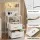 Artiss Tall LED Bedside Table with Built in Charging Station 2 USB 2 AC Foldable Drawers White 101cm