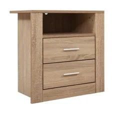 Artiss TARA Oak Bedside Table - 2 Drawers, Shelf, Sturdy Design, Anti-Scratch, Easy Assembly for Modern Homes
