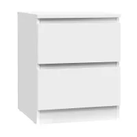 Artiss Pepe White Bedside Table with 2 Drawers, 15mm Particle Board, Handle-less Design, 40x39.5x50cm, Easy to Clean