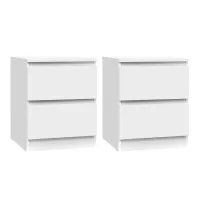 Artiss Pepe 2x Bedside Tables, 2 Drawers, 15mm Particle Board, Handle-less Design, 40x39.5x50cm, White