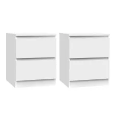 Artiss Pepe 2x Bedside Tables, 2 Drawers, 15mm Particle Board, Handle-less Design, 40x39.5x50cm, White