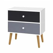 Artiss Bedside Table with 2 Drawers, Particle Board, 48x30x53cm, Black & White, Scandinavian Design, Ample Storage