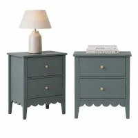 Artiss 2 Pack Bedside Tables with 2 Drawers Bedroom Storage Metal Handles Easy-Clean Painted MDF Green