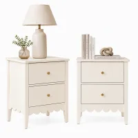 Artiss Bedside Tables 2 Pack with 2 Drawers 40cm x 30cm x 50cm White Bedroom Storage